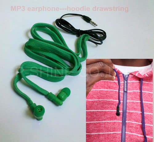 Hoodie Built_In MP3 Headphone Buds Pullover Sweatshirt washable drawcord earphones